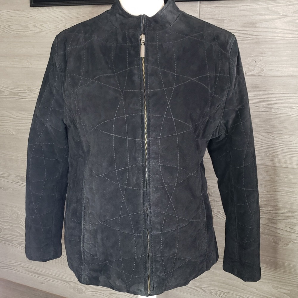 Womens Black Luis Alvear Barcelona 100% Genuine Leather Suede Jacket | Large